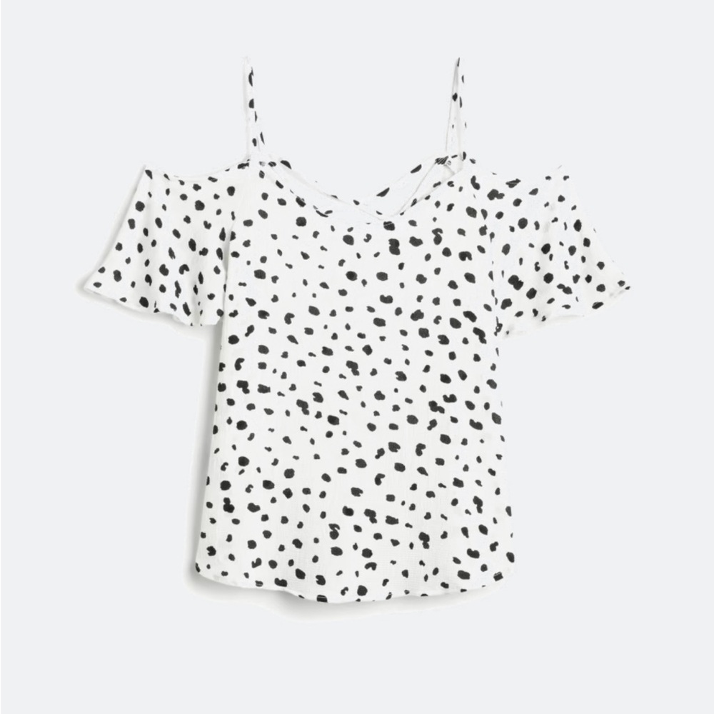 Kaileigh Valettle cold shoulder Polka Dot Spaghetti Strap Top size small